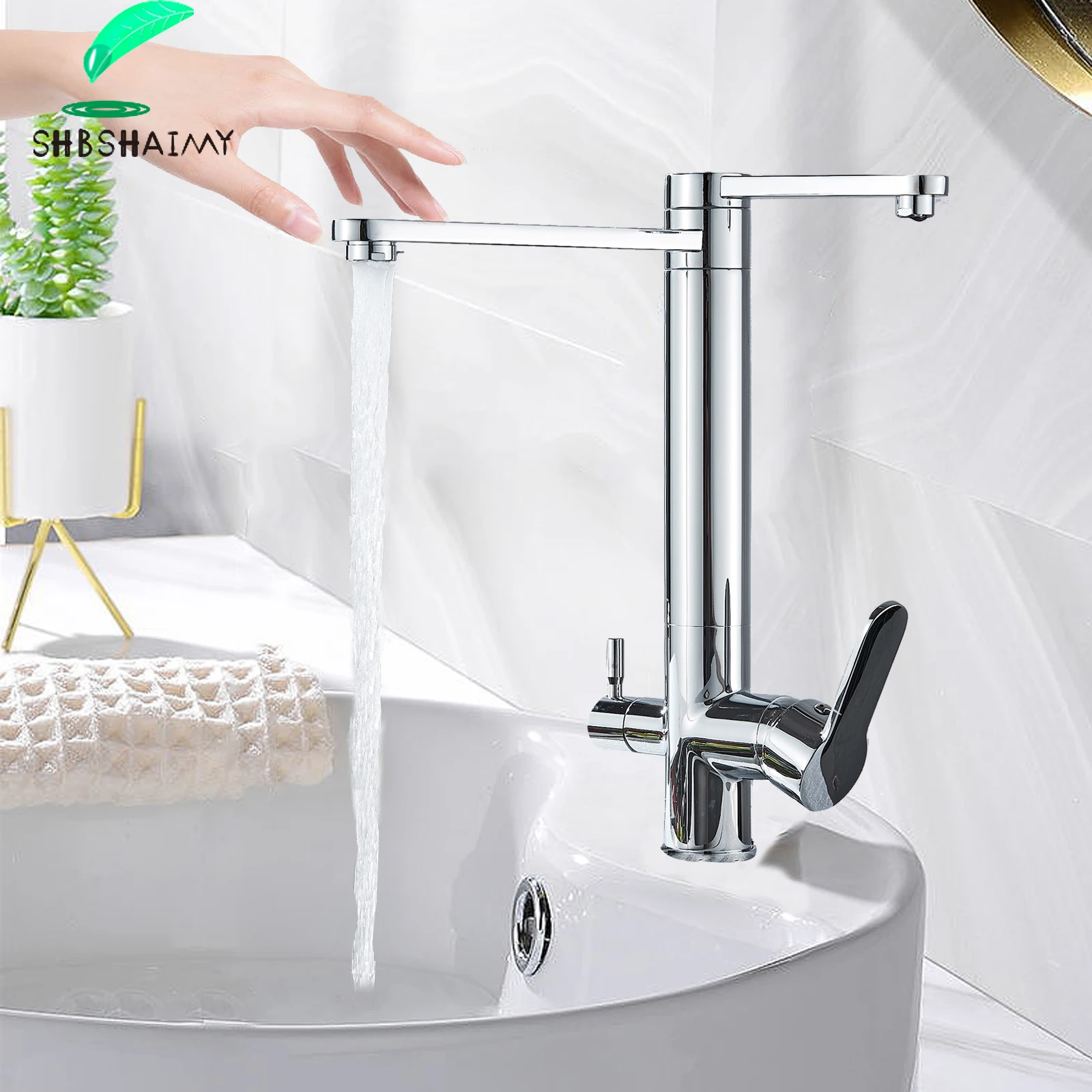 SHBSHAIMY Chrome Pure Water Kitchen Faucet 360 Rotation Dual Handle Filtered Pure Kitchen Faucets Hot Cold Water Mixer Torneira
SHBSHAIMY Chrome Pure Water Kitchen Faucet 360 Rotation Dual Handle Filtered Pure Kitchen Faucets Hot Cold Water Mixer Torneira