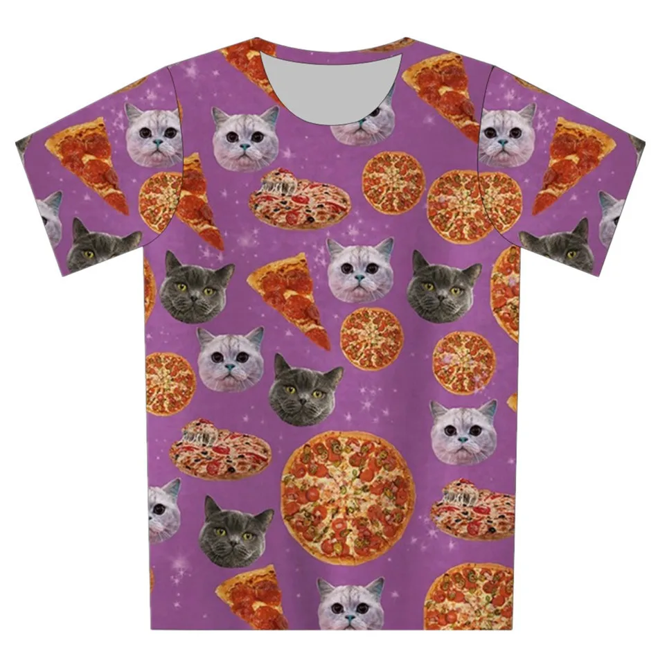 

Joyonly 2018, детская черно-белая футболка с принтом в виде головы кошки, еды, пиццы, розовая 3d-футболка для мальчиков и девочек, Милая футболка, крутые детские футболки
