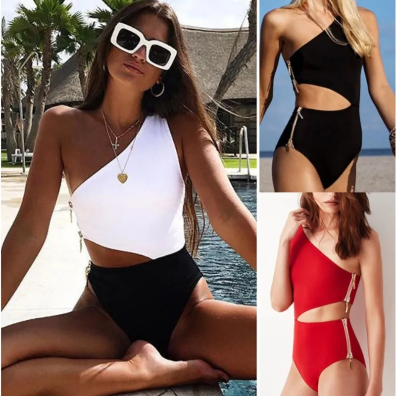 Sexy One Piece Zipper Swimsuit Women 2019 New Splice One Shoulder Swimwear Push-Up Padded Bathing Suits Monokini Maillot De Bain
Sexy One Piece Zipper Swimsuit Women 2019 New Splice One Shoulder Swimwear Push-Up Padded Bathing Suits Monokini Maillot De Bain