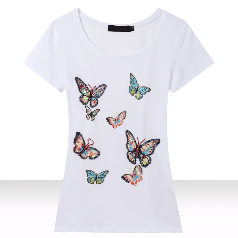 KEQI 2018 Brand New Fashion Spring Summer Harajuku Short Sleeve T Shirt Women Tops Butterfly Beading Printed T-shirt White Black
KEQI 2018 Brand New Fashion Spring Summer Harajuku Short Sleeve T Shirt Women Tops Butterfly Beading Printed T-shirt White Black