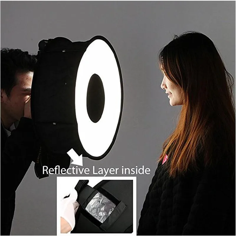 Lightdow 18''/ 45cm Foldable Ring Speedlite Flash Diffuser Macro Shoot Round Softbox for Canon Nikon Pentax Godox Speedlight
Lightdow 18''/ 45cm Foldable Ring Speedlite Flash Diffuser Macro Shoot Round Softbox for Canon Nikon Pentax Godox Speedlight