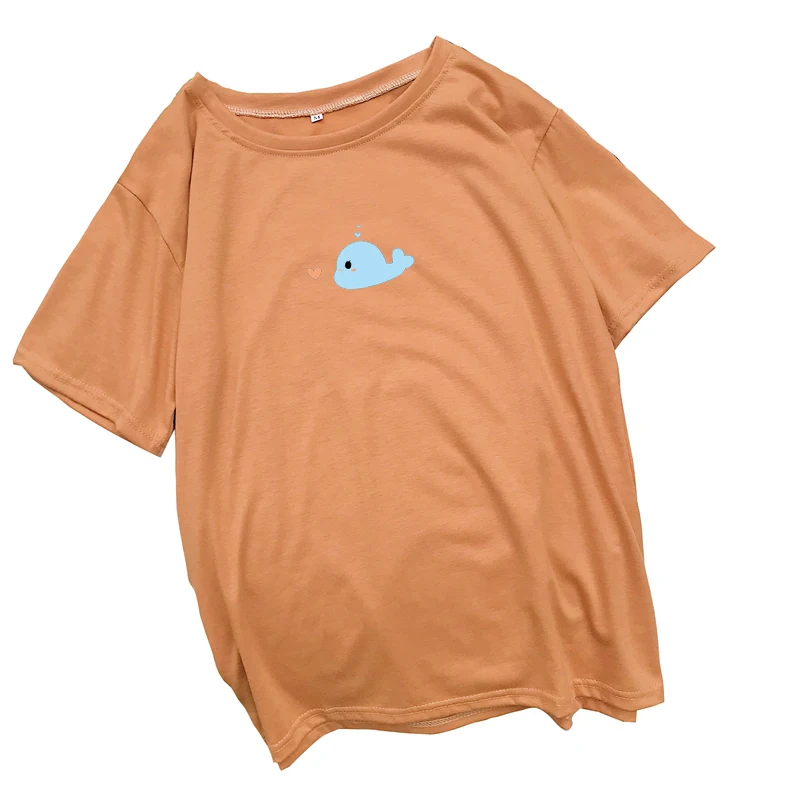 Dolphin Tshirt New Korean Clothes Women Summer Short Sleeve Tops Casual Kawaii Cartoon Print Tee Shirt Femme Harajuku Streetwear (4)