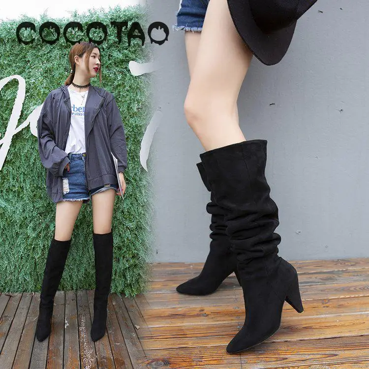 2019 Knights Of The Spring And Autumn Period And The New High-heeled Boots Knee-high Boots Suede Boots Female Element Face Knee-
2019 Knights Of The Spring And Autumn Period And The New High-heeled Boots Knee-high Boots Suede Boots Female Element Face Knee-