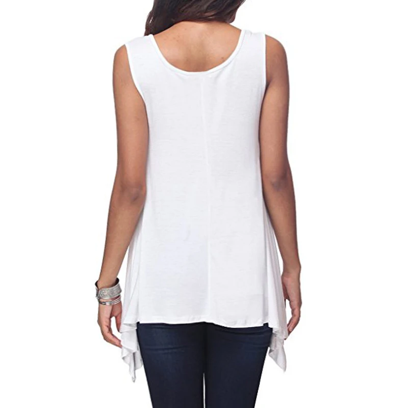 Summer Womens Sleeveless Solid Vest Irregular Casual Holiday Blouse Tops T-shirt
