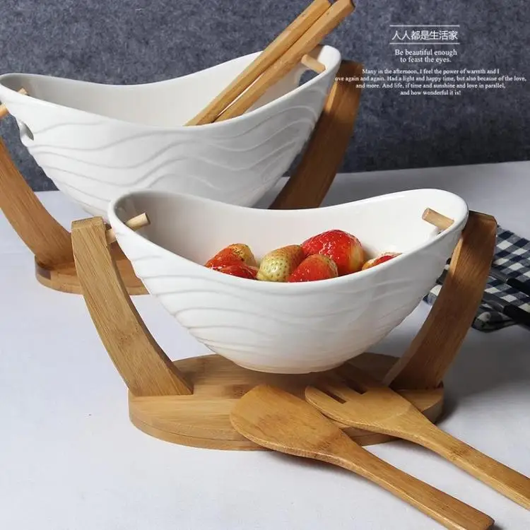 Bamboo ceramic salad bowl of fruit western food bowl dessert bowl large western-style snack bowl of creative dishes
Bamboo ceramic salad bowl of fruit western food bowl dessert bowl large western-style snack bowl of creative dishes