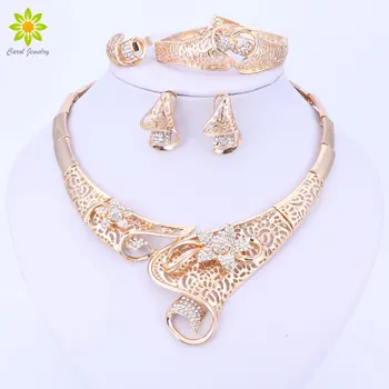Hot Selling Dubai Crystal Rhinestone Flower Necklace Sets Gold Color Wedding Bridal African Costume Jewelry Sets
Hot Selling Dubai Crystal Rhinestone Flower Necklace Sets Gold Color Wedding Bridal African Costume Jewelry Sets