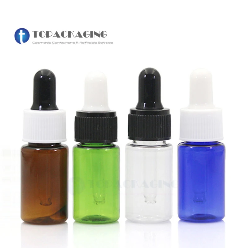 

100pcs*10ml PLASTIC Dropper Bottle PET Clear Cosmetic Container Empty Essential Oil Refillable Makeup Serum Packing Amber Sample