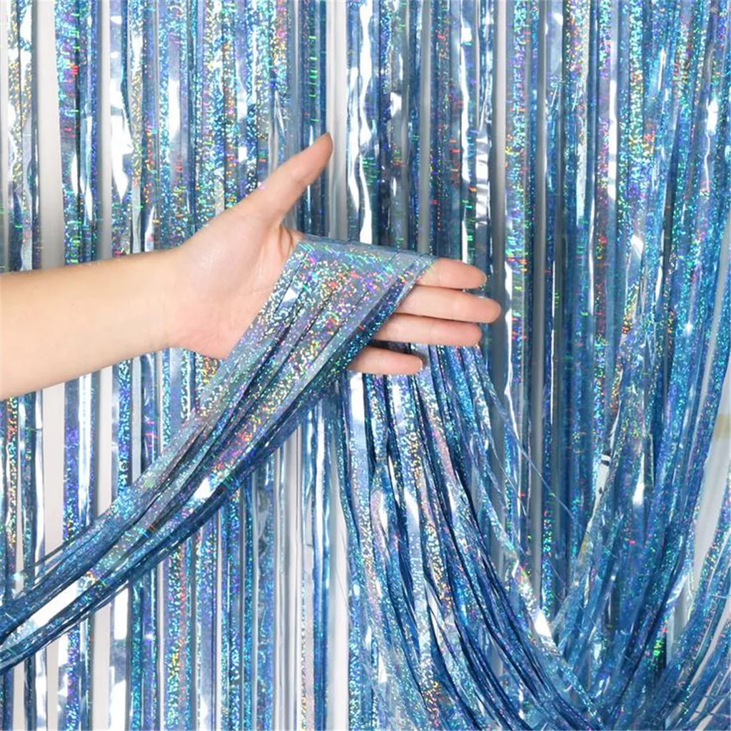 Foil Curtains Silver Metallic Foil Tinsel Fringe Chrome Metal Shimmer Curtain for Birthday Wedding Photography Party Curtain
Foil Curtains Silver Metallic Foil Tinsel Fringe Chrome Metal Shimmer Curtain for Birthday Wedding Photography Party Curtain