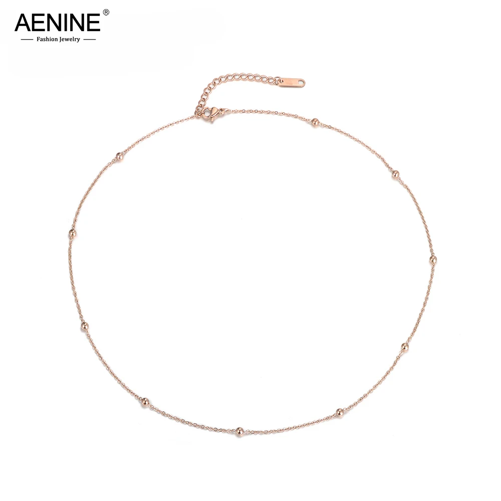 AENINE Creative Round Beads & Squares Chain & Link Necklaces Jewelry Titanium Steel Chokers Necklace For Women Collier AN18062
AENINE Creative Round Beads & Squares Chain & Link Necklaces Jewelry Titanium Steel Chokers Necklace For Women Collier AN18062