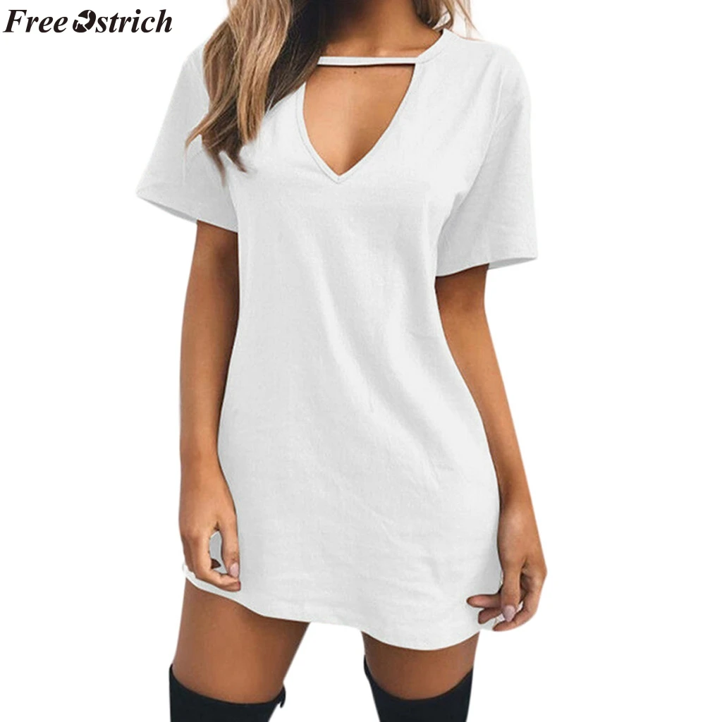 FREE OSTRICH 2019 Summer Long T Shirt Women Sexy Choker V Neck T-shirt Casual Solid Short Sleeve Shirts Fashion Ladies Tops
FREE OSTRICH 2019 Summer Long T Shirt Women Sexy Choker V Neck T-shirt Casual Solid Short Sleeve Shirts Fashion Ladies Tops