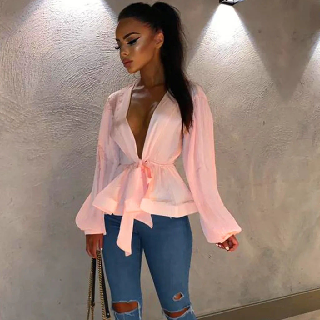 Women blouse sexy Deep V Ladies Party Long Lantern Sleeve Casual Tops females bandage Blouse nightclub Shirt fashion blouse#G8
Women blouse sexy Deep V Ladies Party Long Lantern Sleeve Casual Tops females bandage Blouse nightclub Shirt fashion blouse#G8