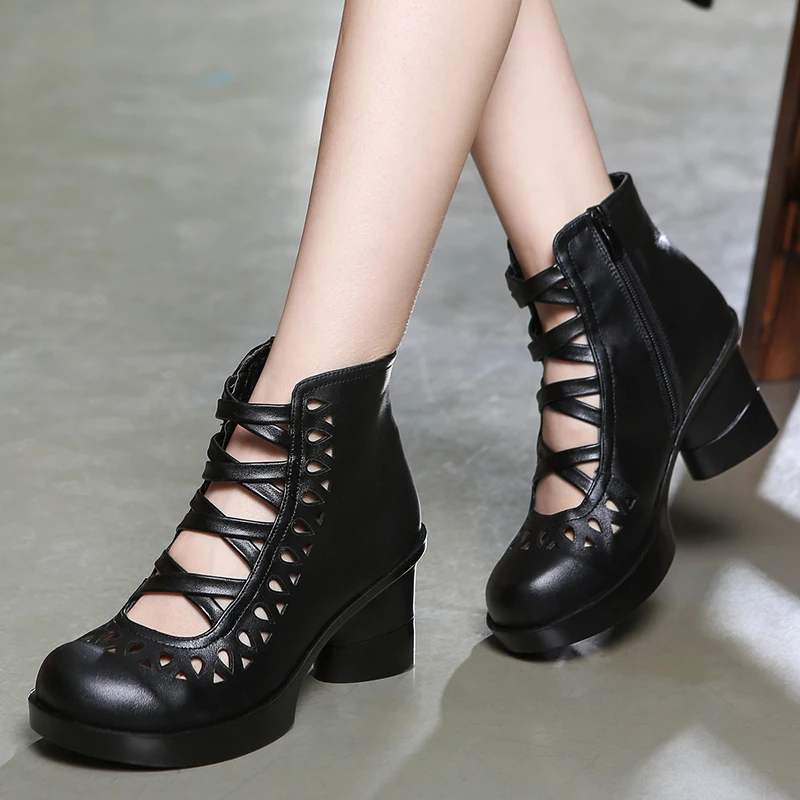 Women Leather Ankle Boots Sandals Spring Shoes Gladiator Boots Women 7 CM High Heels Shoe Handmade Leather Women Hollow Out Boot
Women Leather Ankle Boots Sandals Spring Shoes Gladiator Boots Women 7 CM High Heels Shoe Handmade Leather Women Hollow Out Boot