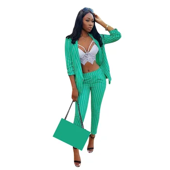 Autumn Women Verical Striped Two Piece Sets Outfit Women Pockets Blazer and Bodycon Long Pencil Pant Autumn 2 Piece Matching Set
Autumn Women Verical Striped Two Piece Sets Outfit Women Pockets Blazer and Bodycon Long Pencil Pant Autumn 2 Piece Matching Set
