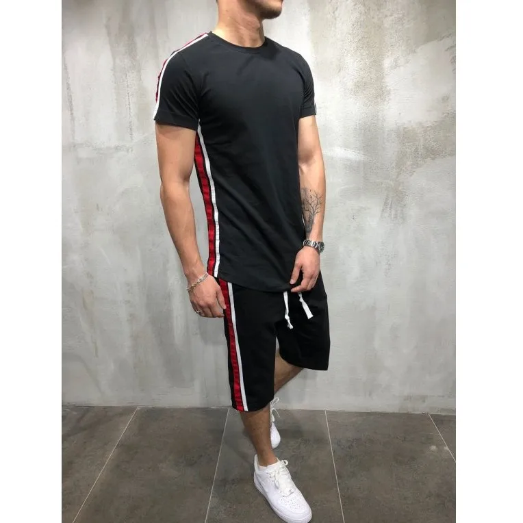 Summer Fashion Men Set Side Striped Patchwork Mens Sportswear Tracksuit Casual Short Sleeve T-shirt Drawstring Shorts Suit
Summer Fashion Men Set Side Striped Patchwork Mens Sportswear Tracksuit Casual Short Sleeve T-shirt Drawstring Shorts Suit