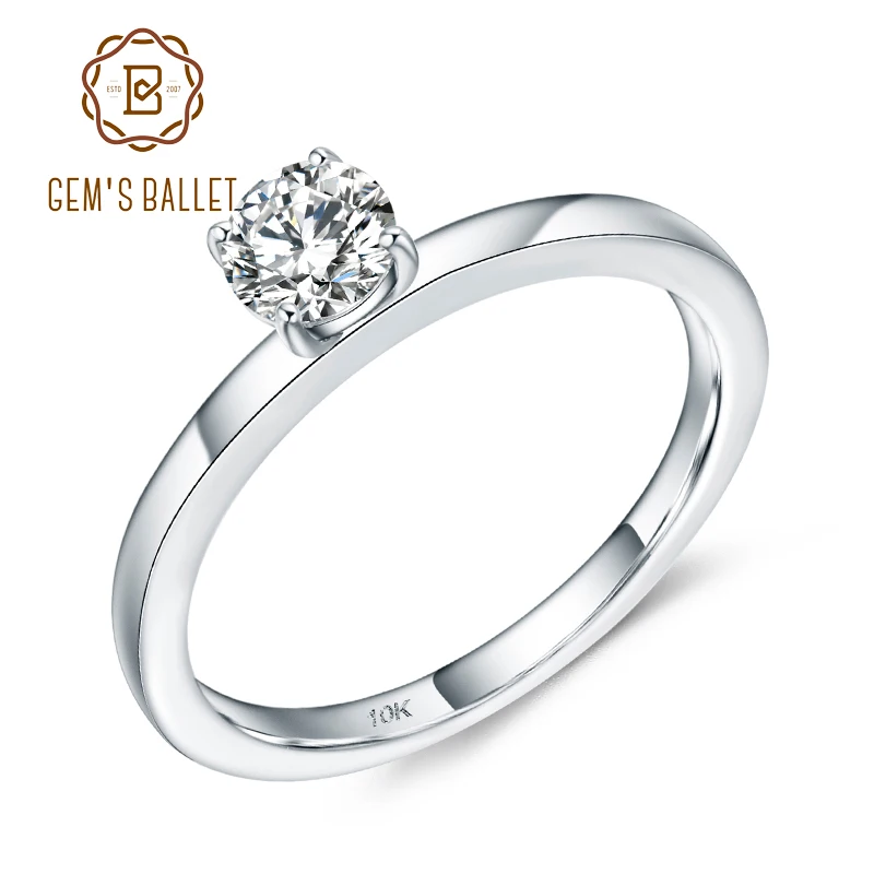 GEM'S BALLET 5mm 0.5Ct Round Moissanite 10K White Gold Promise Ring D Color VVS Classic Wedding Rings For Women Fine Jewelry
GEM'S BALLET 5mm 0.5Ct Round Moissanite 10K White Gold Promise Ring D Color VVS Classic Wedding Rings For Women Fine Jewelry