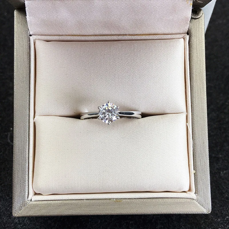 Женское кольцо из твердого серебра 925 пробы 0 5 карат мм 6prong Moissanite Solarite|Кольца| |