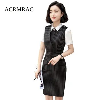 ACRMRAC Women's Dresses New Summer stripe sleeveless pocket Slim V-Neck Business OL Formal dress 1703
ACRMRAC Women's Dresses New Summer stripe sleeveless pocket Slim V-Neck Business OL Formal dress 1703