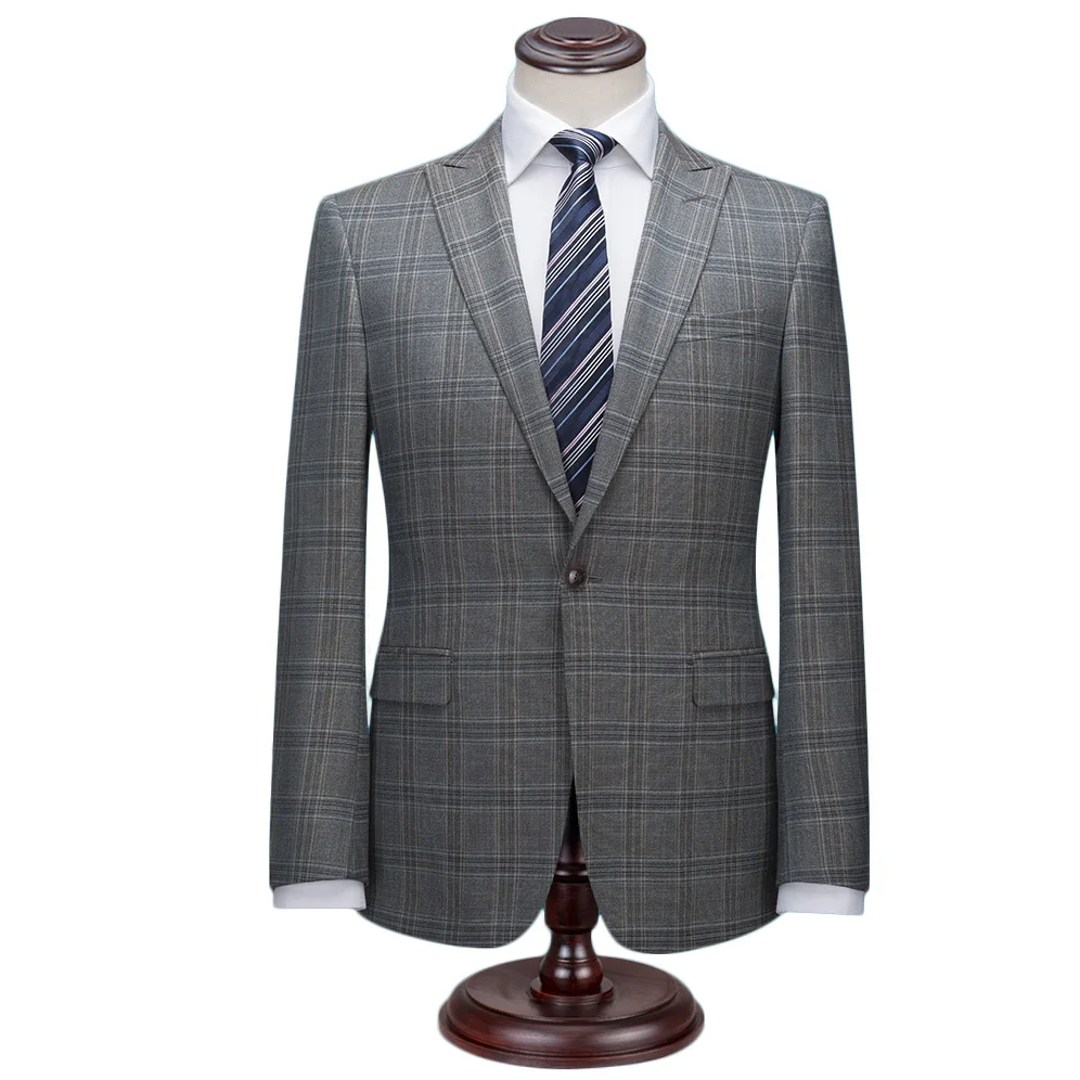 

Navy Blue Glen Check Men Suits Custom Made Slim Fit Gray Plaid Wedding Suits For Men Suit Prince Of Wales Check Windowpane Suit