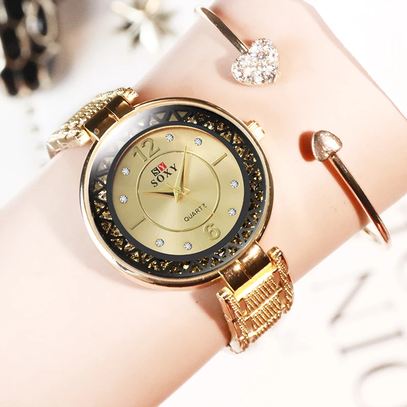SOXY Luxury Brand Gold Ladies Watch Women's Watches For Woman Rhinestone Designer Quartz Watch Fashion Clock Female Wristwatch
SOXY Luxury Brand Gold Ladies Watch Women's Watches For Woman Rhinestone Designer Quartz Watch Fashion Clock Female Wristwatch