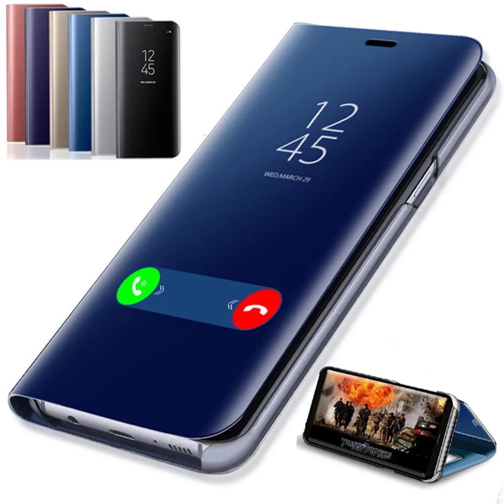Умный зеркальный флип чехол для Samsung Galaxy S20 S10 S8 S9 Plus A6 A8 J4 J6 A50 Note 10 Pro J7 prime J5 2017 A7