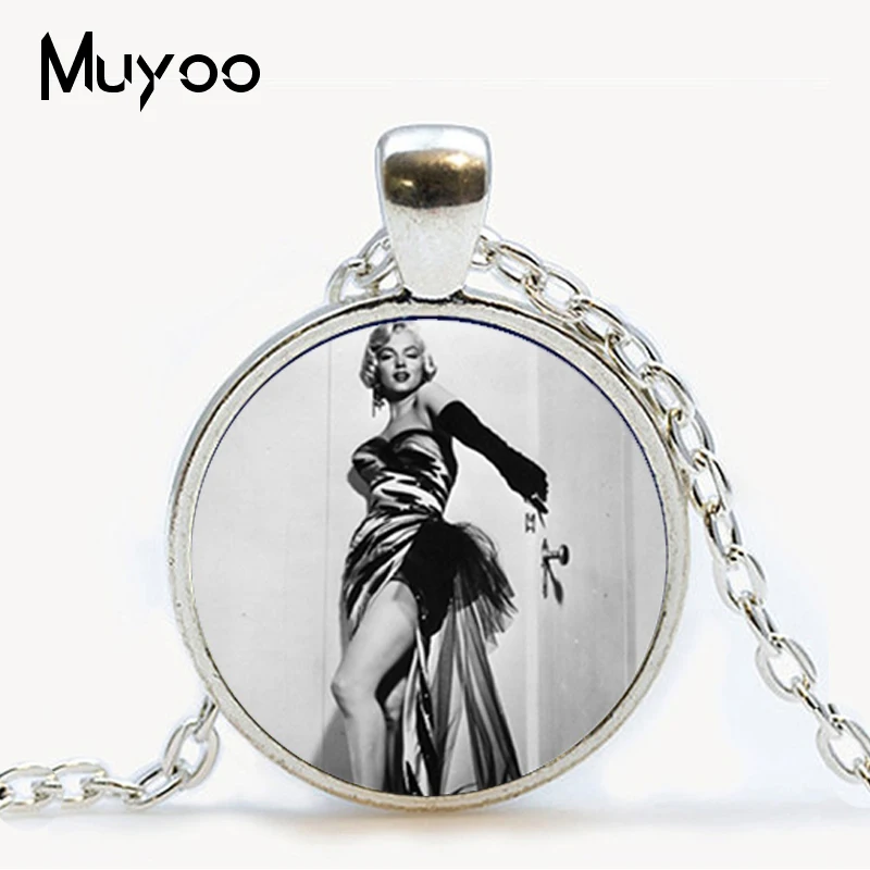 Мэрилин Монро кулон ожерелье 2016 новая мода круглый стеклянный Новый Макси
