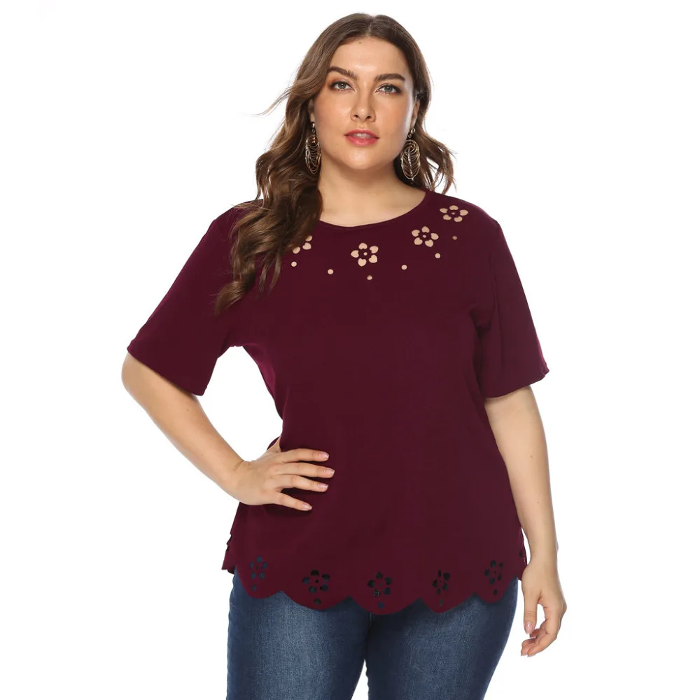Plus Size Tunic Short Sleeve Solid Color Women Casual Summer Round Collar Hollow Out Ladies Blouses camisa blanca mujer #15
Plus Size Tunic Short Sleeve Solid Color Women Casual Summer Round Collar Hollow Out Ladies Blouses camisa blanca mujer #15