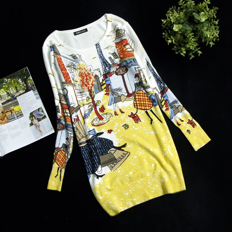 2018 new spring women's print pullover sweater long design sweater dress plus size loose basic blouse high quality.
2018 new spring women's print pullover sweater long design sweater dress plus size loose basic blouse high quality.