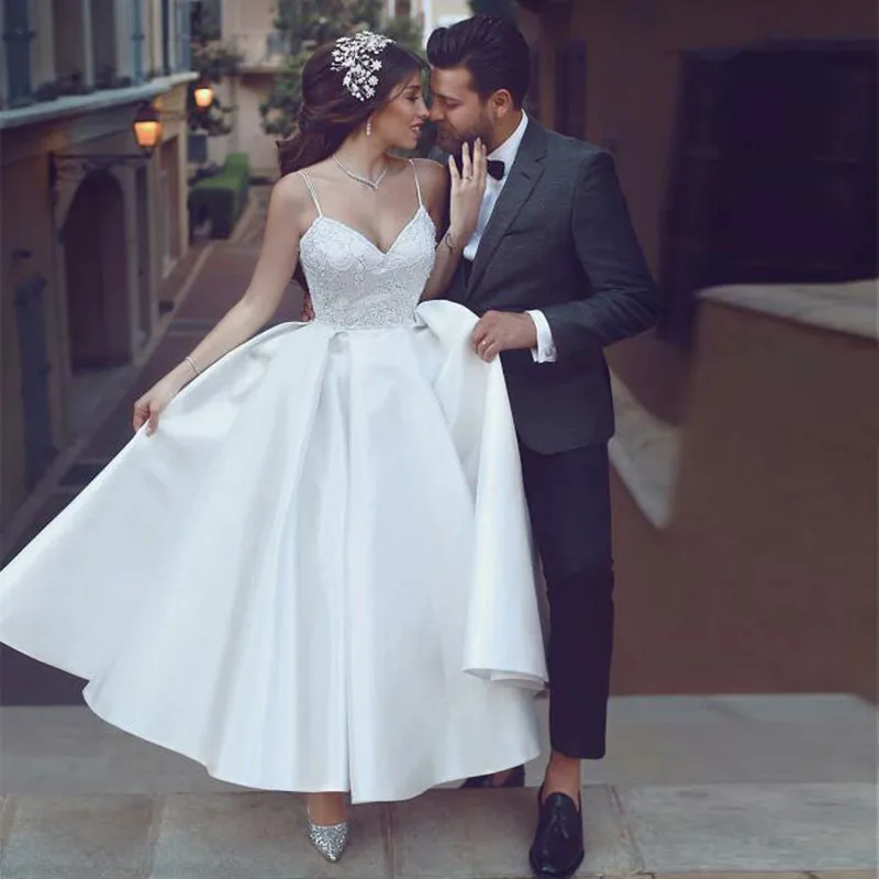 Spaghetti Strap Wedding Formal Dresses Ankle Length Elegant Lace Applique Bridal Gown Western Modern Marriage Vestido De Noiva
Spaghetti Strap Wedding Formal Dresses Ankle Length Elegant Lace Applique Bridal Gown Western Modern Marriage Vestido De Noiva