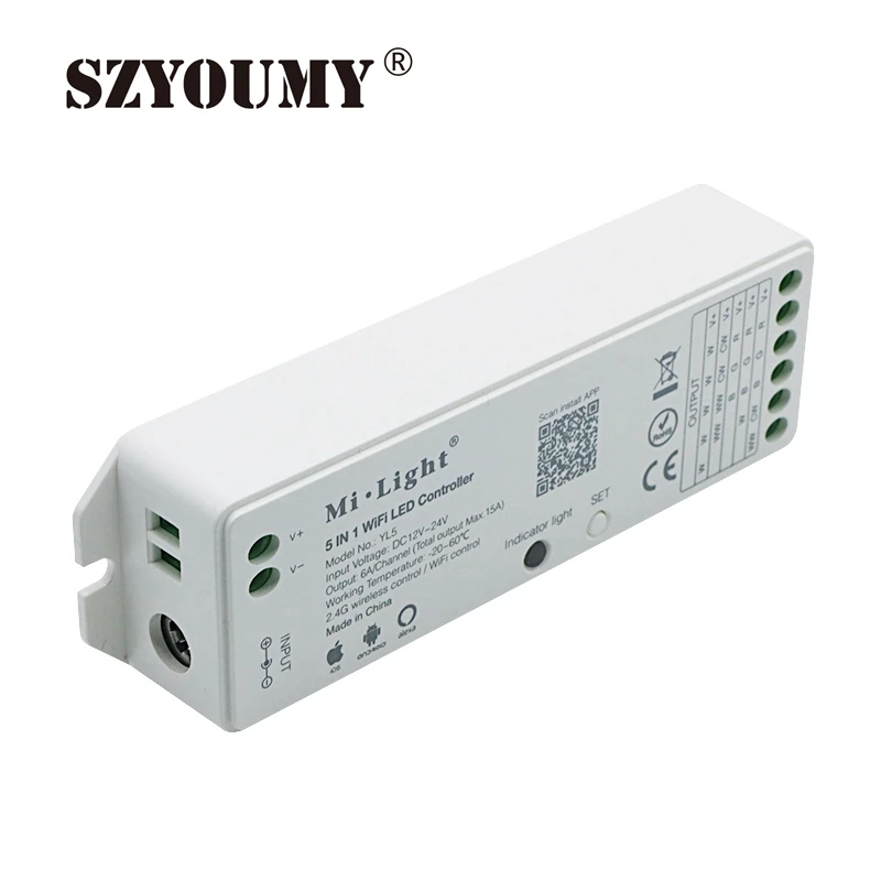 SZYOUMY Mi-Light YL5 RF 2.4G 5in1 WIFI WLAN Led Controller Amazon Voice RGB RGBW RGB+CCT LED Strip Lights
SZYOUMY Mi-Light YL5 RF 2.4G 5in1 WIFI WLAN Led Controller Amazon Voice RGB RGBW RGB+CCT LED Strip Lights