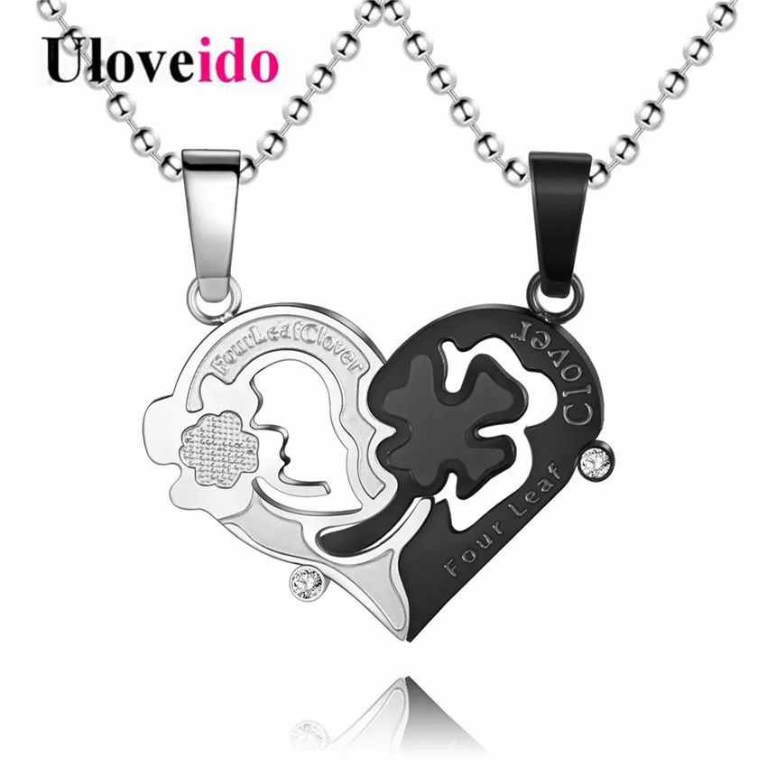 Almei 5% Stainless Steel Clover Couple Necklace Black For Men/Women Lovers Necklace Set Pair Pendants Friendship Chain STN077
Almei 5% Stainless Steel Clover Couple Necklace Black For Men/Women Lovers Necklace Set Pair Pendants Friendship Chain STN077