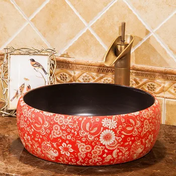Bathroom Lavabo Ceramic Counter Top Wash Basin Cloakroom Hand Painted Vessel Sink bathroom sinks vintage vanity sink red
Bathroom Lavabo Ceramic Counter Top Wash Basin Cloakroom Hand Painted Vessel Sink bathroom sinks vintage vanity sink red