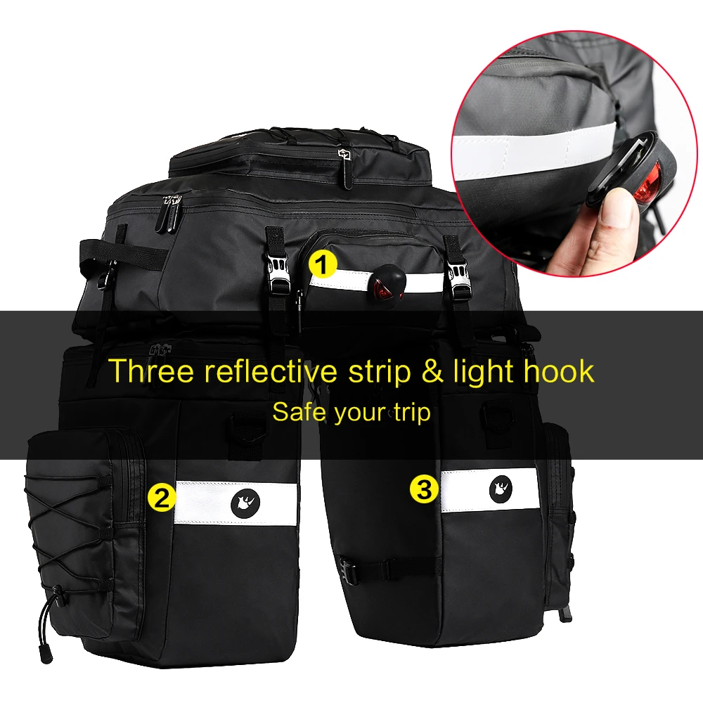 Bike Pannier Bag Bicycle Rear Rack Bag Waterproof, 3 in 1 Rear Seat Bicycle Saddle Bag with Rain Cover for Cycling Bike Pannier Bag Bicycle Rear Rack Bag Waterproof, 3 in 1 Rear Seat Bicycle Saddle Bag with Rain Cover for Cycling