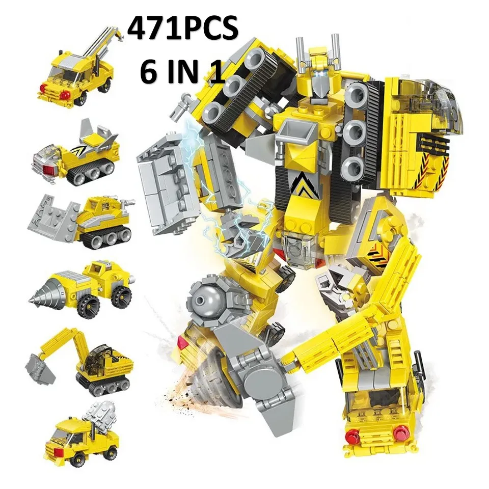 6in1 Construction Robot Excavator bulldozer Building Blocks Bricks Educational Enlighten Children Toys
6in1 Construction Robot Excavator bulldozer Building Blocks Bricks Educational Enlighten Children Toys