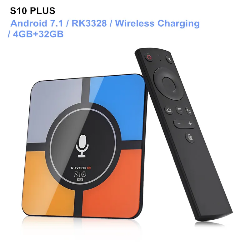 R-TV BOX S10 PLUS Android 7.1 Set Top Box RK3328 Wireless Fast Charging Quad Core WIFI 3D 4K HDR 10 H.265 USB3.0 4GB 32GB
R-TV BOX S10 PLUS Android 7.1 Set Top Box RK3328 Wireless Fast Charging Quad Core WIFI 3D 4K HDR 10 H.265 USB3.0 4GB 32GB