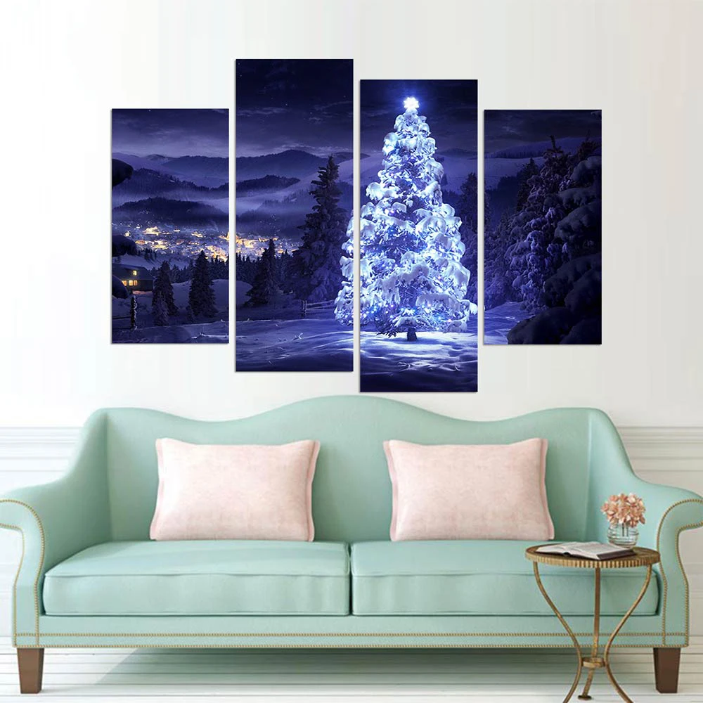 HD Printed Canvas Wall Art 4 Panel Luminous Christmas Tree Nightscape Pictures Frame Home Decor Room Posters Modular Painting
HD Printed Canvas Wall Art 4 Panel Luminous Christmas Tree Nightscape Pictures Frame Home Decor Room Posters Modular Painting