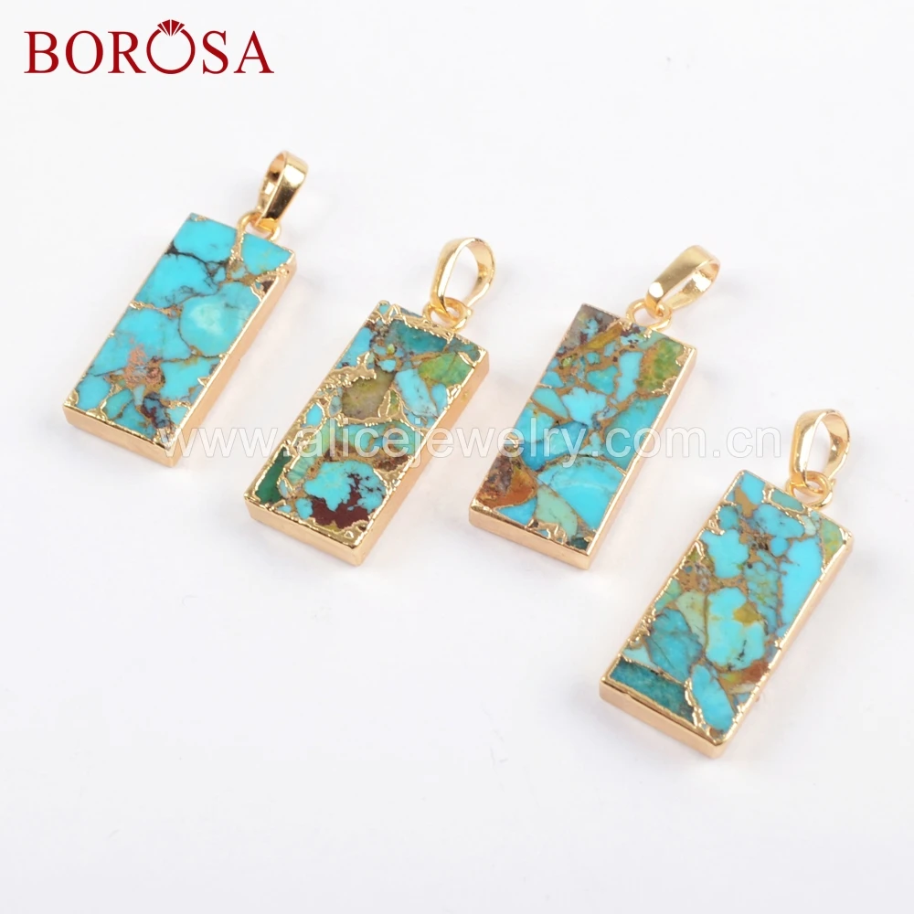 BOROSA wholesale 5PCS Rectangle Natural Copper Turquoises Gold Filled Pendant Blue Howlites Pendant Jewelry for Necklace G1687
BOROSA wholesale 5PCS Rectangle Natural Copper Turquoises Gold Filled Pendant Blue Howlites Pendant Jewelry for Necklace G1687