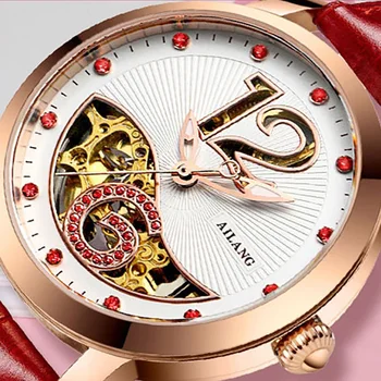 Luxury Red Rhinestones Watches for Women Lovely Hollow Fish Watch Self-winding Mechanical Wrist watch Real Leather Relogios 3bar
Luxury Red Rhinestones Watches for Women Lovely Hollow Fish Watch Self-winding Mechanical Wrist watch Real Leather Relogios 3bar