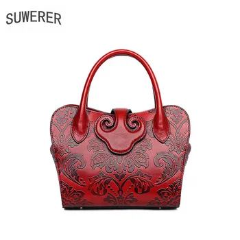 SUWERER 2019 New women genuine leather bags fashion Embossing Flowers handbag cowhide tote luxury handbags women bags designer
SUWERER 2019 New women genuine leather bags fashion Embossing Flowers handbag cowhide tote luxury handbags women bags designer