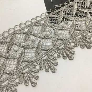 Silver French Lace Trim 2 Yard Embroidery Lace Ribbon DIY Decorative Sewing Accessories for Dress Textile 
Silver French Lace Trim 2 Yard Embroidery Lace Ribbon DIY Decorative Sewing Accessories for Dress Textile