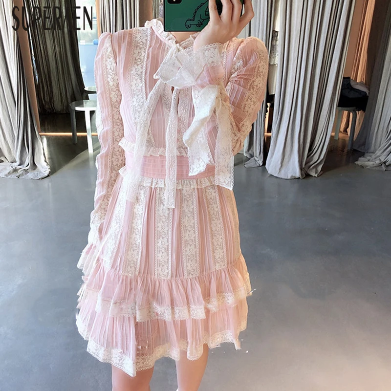 SuperAen 2019 Summer New Women Dress Lace Stitching Long Sleeve Ladies Dress Korean Style Fashion Women Clothing
SuperAen 2019 Summer New Women Dress Lace Stitching Long Sleeve Ladies Dress Korean Style Fashion Women Clothing