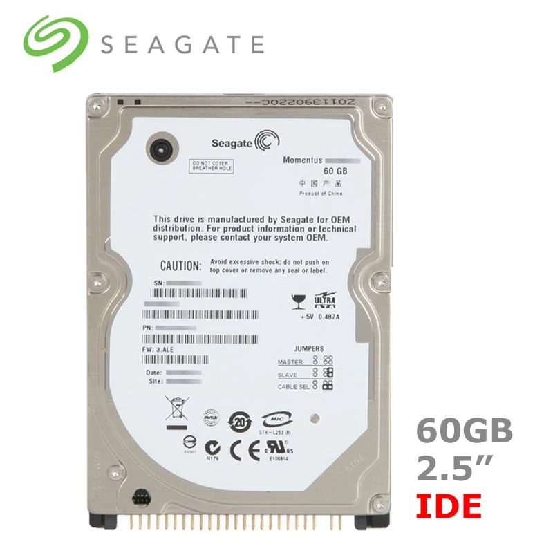 Seagate 60GB 2.5" IDE PATA 4200-5400rpm HDD Internal Hard Drives disk for Laptop Notebook disco duro interno
Seagate 60GB 2.5" IDE PATA 4200-5400rpm HDD Internal Hard Drives disk for Laptop Notebook disco duro interno