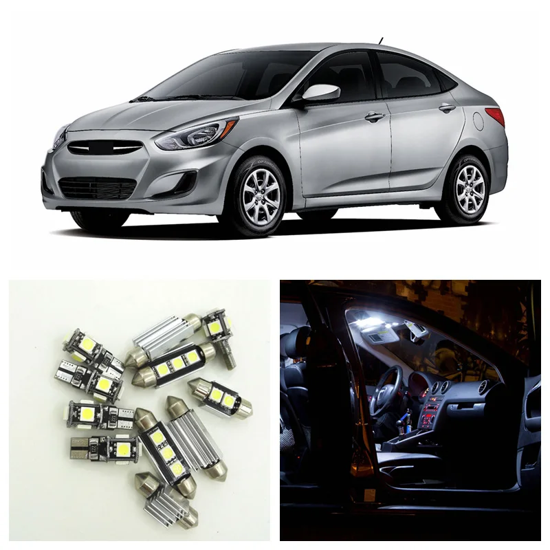 10pcs White Car LED Light Bulbs Interior Package Kit For 2006-2011 Hyundai Accent Map Dome Trunk License Plate Lamp
10pcs White Car LED Light Bulbs Interior Package Kit For 2006-2011 Hyundai Accent Map Dome Trunk License Plate Lamp