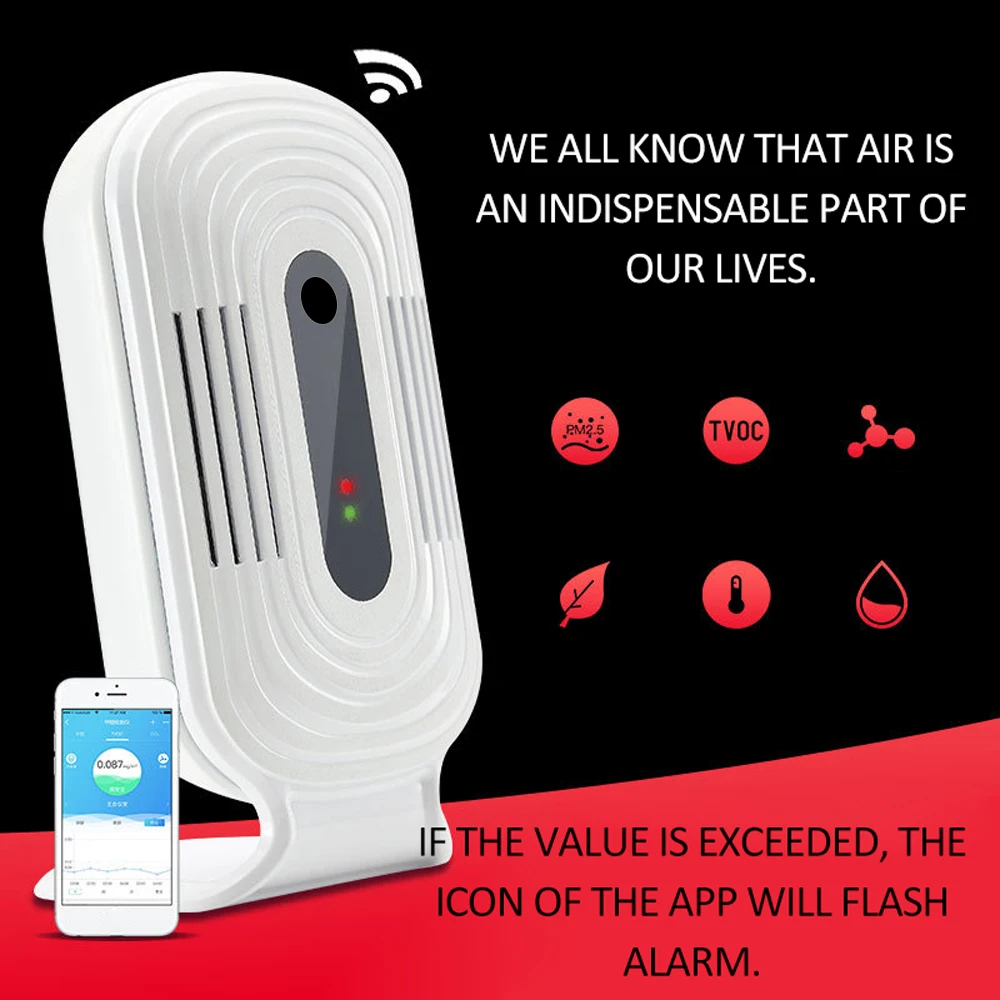 Intelligent carbon dioxide Sensor WIFI Smog Meter CO2 HCHO TVOC Air Quality Analysier Gas Detector Temperature Humidity Monitor
Intelligent carbon dioxide Sensor WIFI Smog Meter CO2 HCHO TVOC Air Quality Analysier Gas Detector Temperature Humidity Monitor