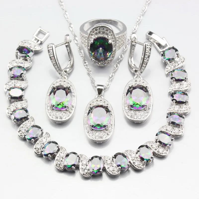 Exclusive Sale Highest Quality 925 Sterling Silver Rainbow Zircon Jewelry Sets For Women Bracelet/Earrings/Necklace/Pendant/Ring
Exclusive Sale Highest Quality 925 Sterling Silver Rainbow Zircon Jewelry Sets For Women Bracelet/Earrings/Necklace/Pendant/Ring