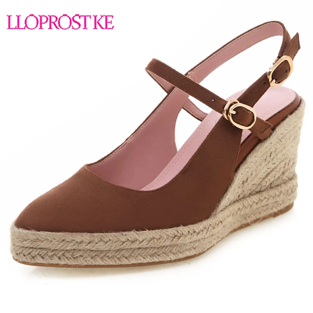 Фото Lloprost ke big size 33-44 summer sandals for women buckle high heels elegant platform wedges prom shoes | Обувь