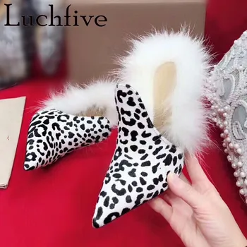 2018 Leopard pumps pointed toe 10.5 cm high heels stiletto bridal wedding shoes women winter fur mules sexy slippers for ladies
2018 Leopard pumps pointed toe 10.5 cm high heels stiletto bridal wedding shoes women winter fur mules sexy slippers for ladies