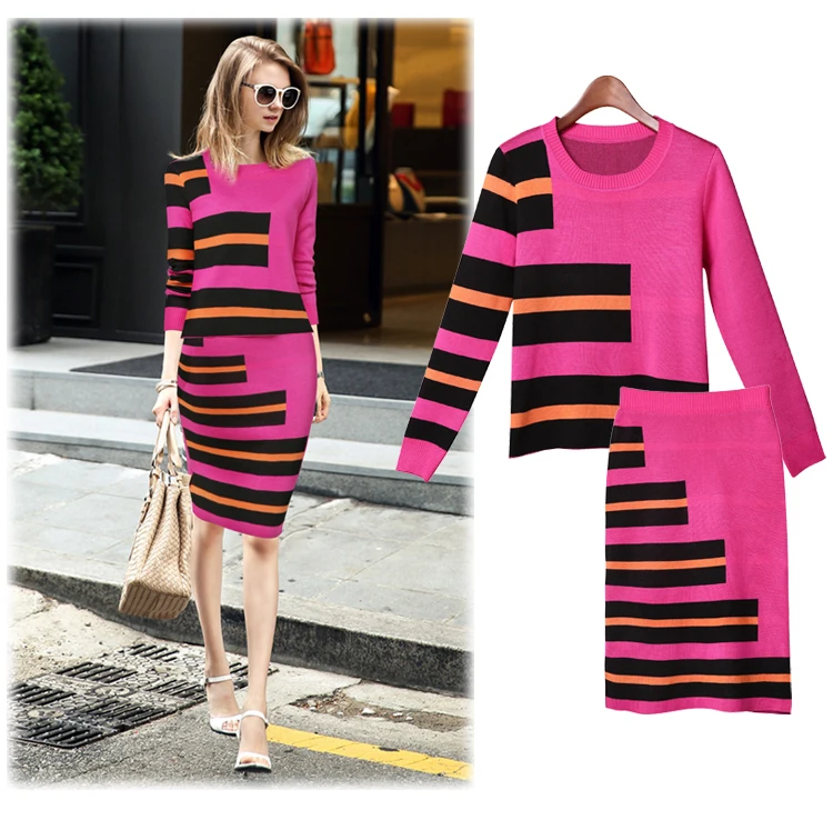 2018 European Newest Autumn Women Popular Runway Striped Mid-calf SKirt Suits Knitted Wool Blends Sweater Pencil Skirt Sets
2018 European Newest Autumn Women Popular Runway Striped Mid-calf SKirt Suits Knitted Wool Blends Sweater Pencil Skirt Sets