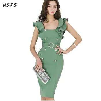 Summer Dresses Green Vneck Ruffles Womens Dress Office Ladies Vintage Bandage Bodycon Buttons Sexy Party Midi Pencil Sundress
Summer Dresses Green Vneck Ruffles Womens Dress Office Ladies Vintage Bandage Bodycon Buttons Sexy Party Midi Pencil Sundress