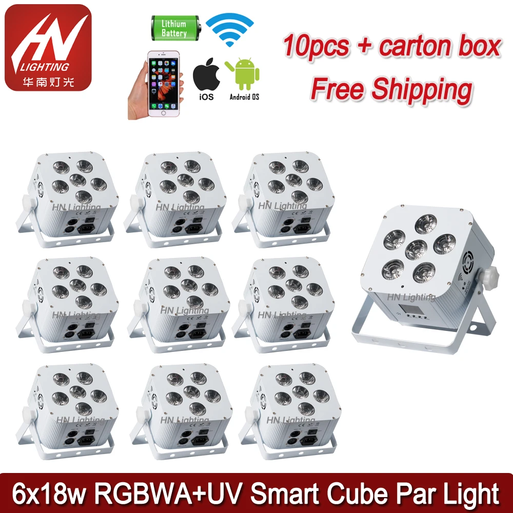 10pcs Rechargable Stage Light 6*18W 6in1 RGBAW UV Battery Operated LED Par Light With Remote Control LED Par64 Can uplighting
10pcs Rechargable Stage Light 6*18W 6in1 RGBAW UV Battery Operated LED Par Light With Remote Control LED Par64 Can uplighting