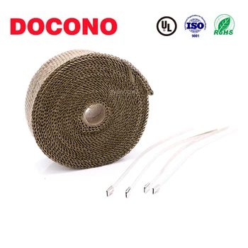 10m High Heat Insulation Fire Fiberglass Wrap Resistant Fireproof Exhaust Header Pipe Tape Cloth Gold Winding For Motor Car Tie